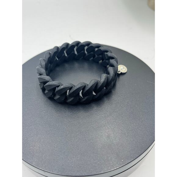 Marc by Marc Jacobs Black Rubber Katie Bracelet Turn-lock Charm Silver Harware - Picture 7 of 7